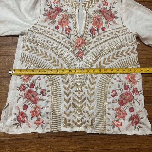 Johnny Was White Blouse with Pink Floral Embroidery - Picture 6 of 11